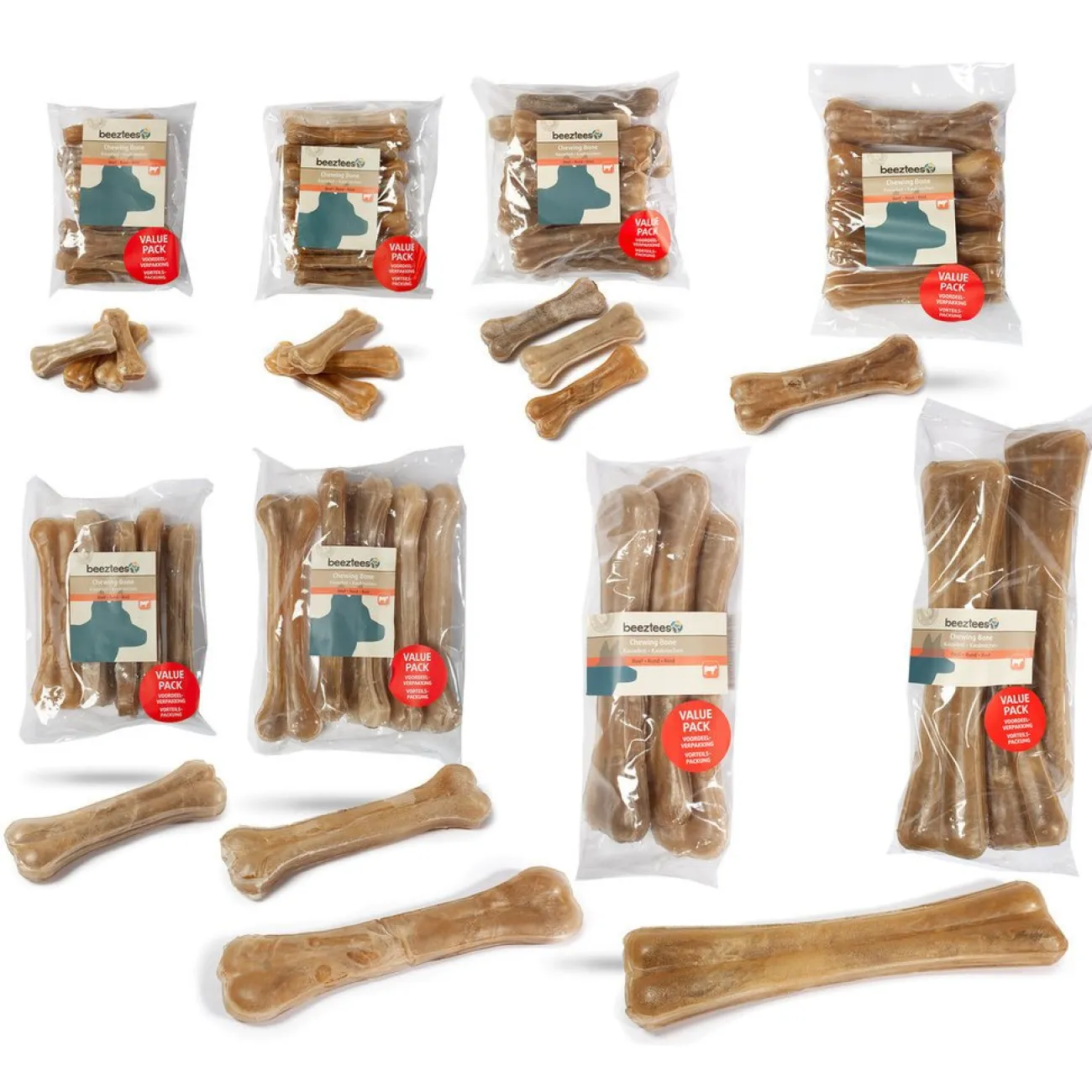Beeztees Trainingssnacks Für Hunde | Trainersnacks- Hundesnack Kauknochen Rinderhaut im Vorteilspack