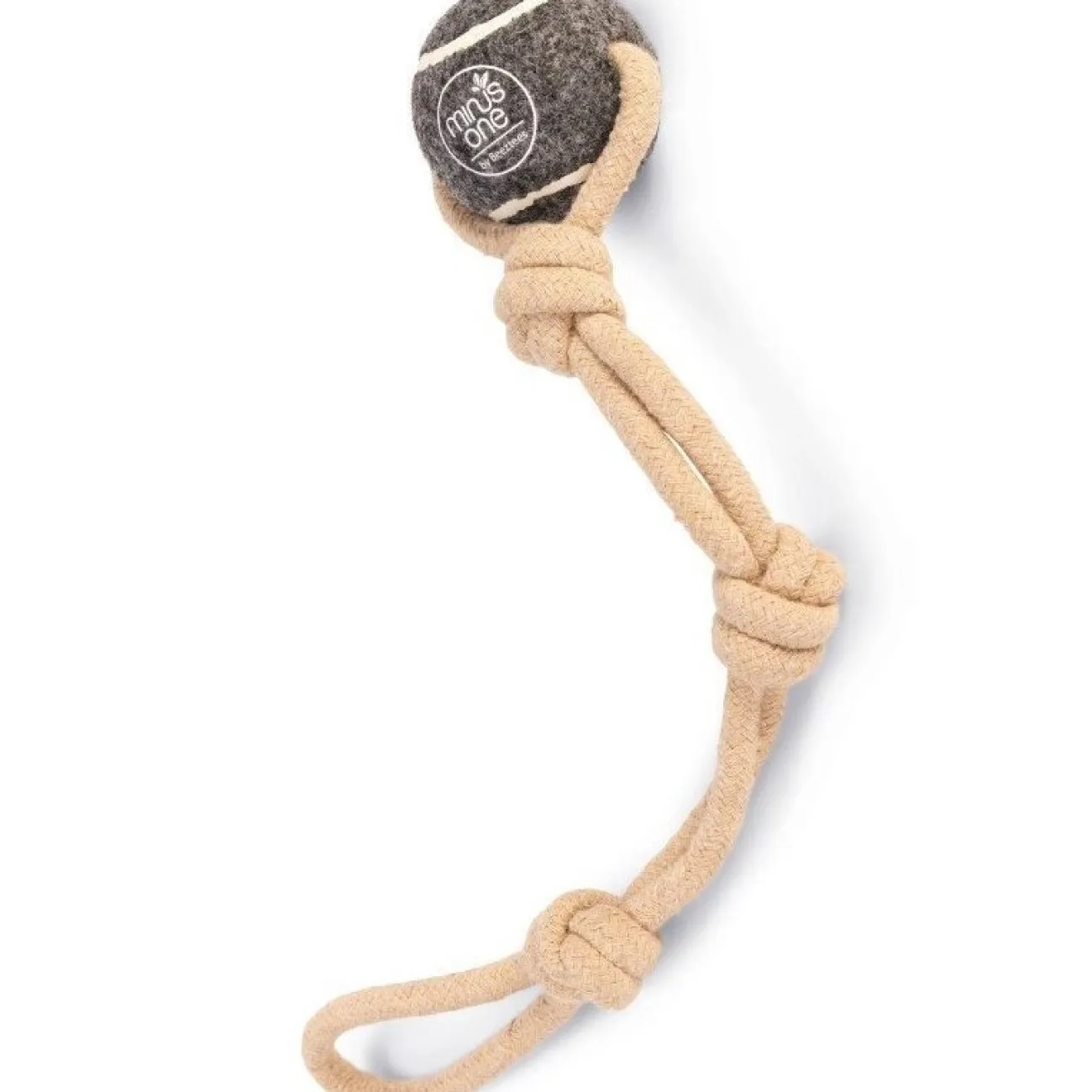 Beeztees Wasserspielzeug | Hundebälle- Minus One Nachhaltiger Tennisball mit Seil grau