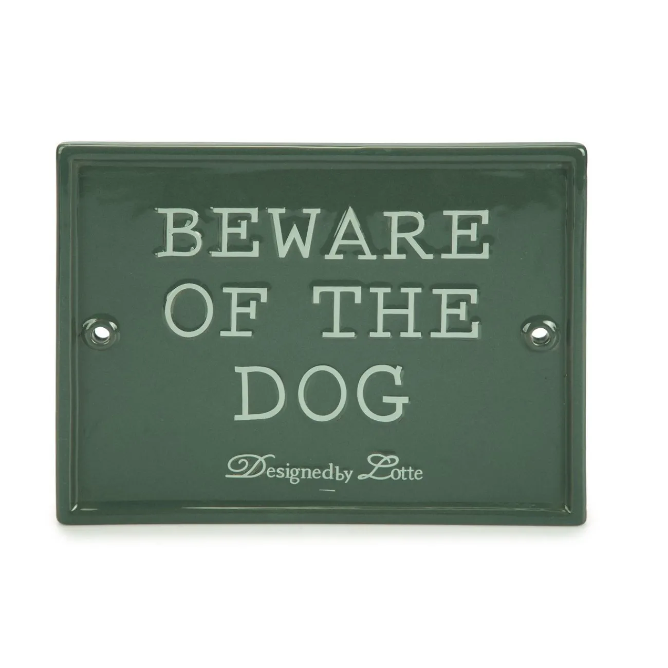Designed By Lotte Designed By Lotte Katzenzubehör- Beware of the Dog Keramikschild grau