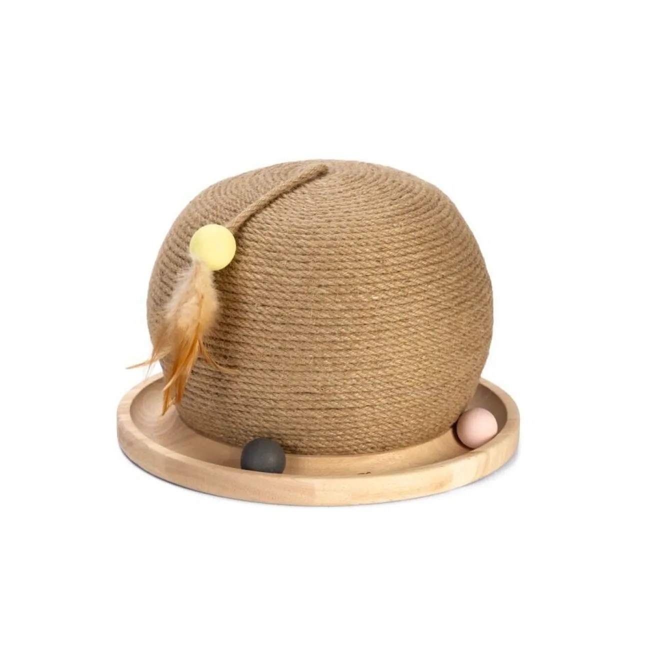 Designed By Lotte Kong Katzenspielzeug | Designed By Lotte Katzenzubehör- Katzen Kratzball und Spielball Mila aus Holz braun