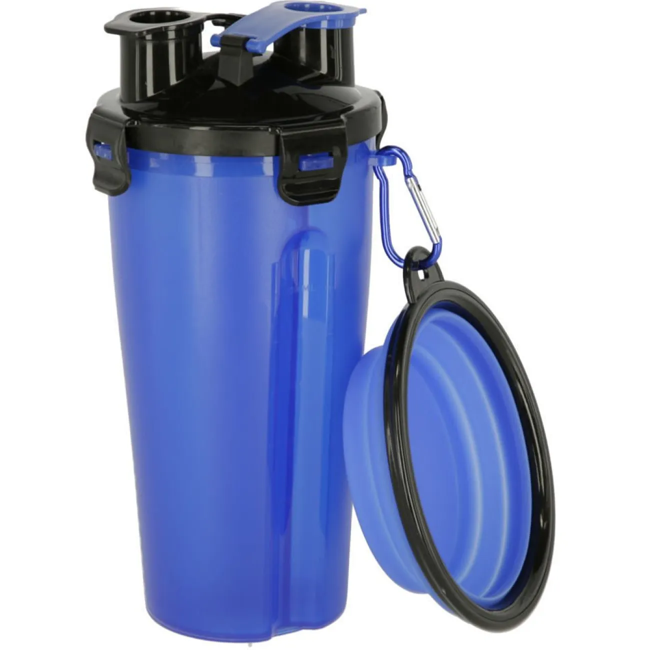 Kerbl Reisenäpfe Und Trinkflaschen | Kotbeutelspender- Reisebehälter für Futter und Wasser blau