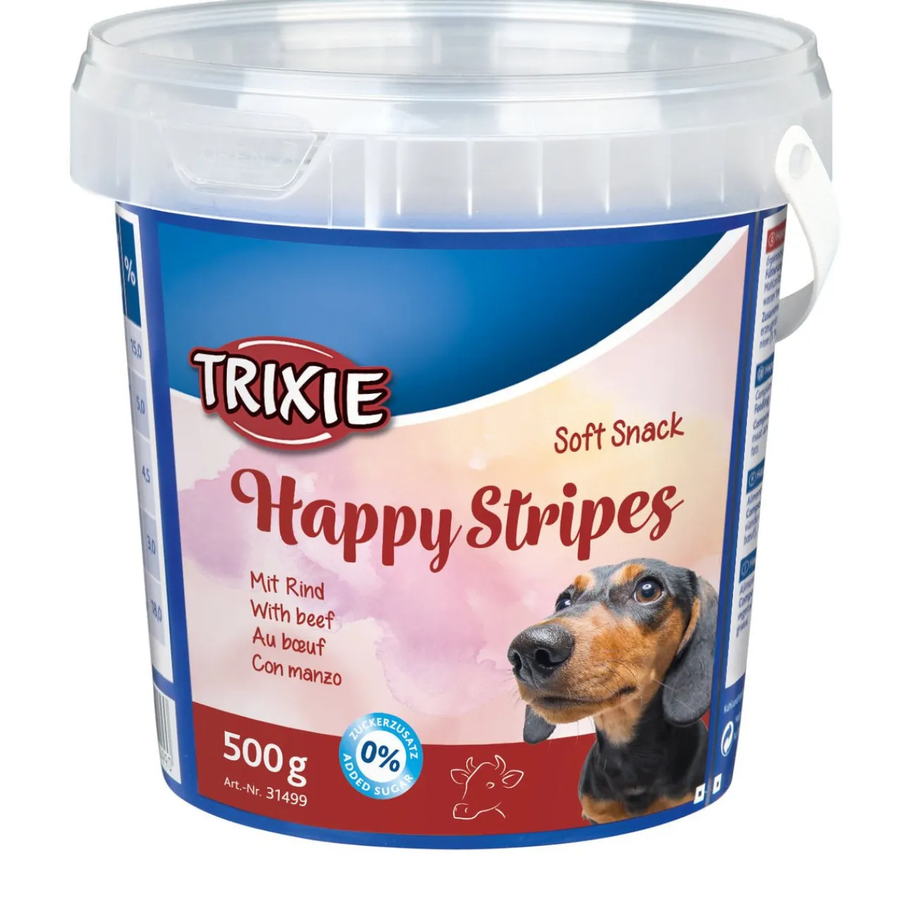TRIXIE Trainingssnacks Für Hunde | Trainersnacks- Happy Stripes Kaustreifen im Eimer