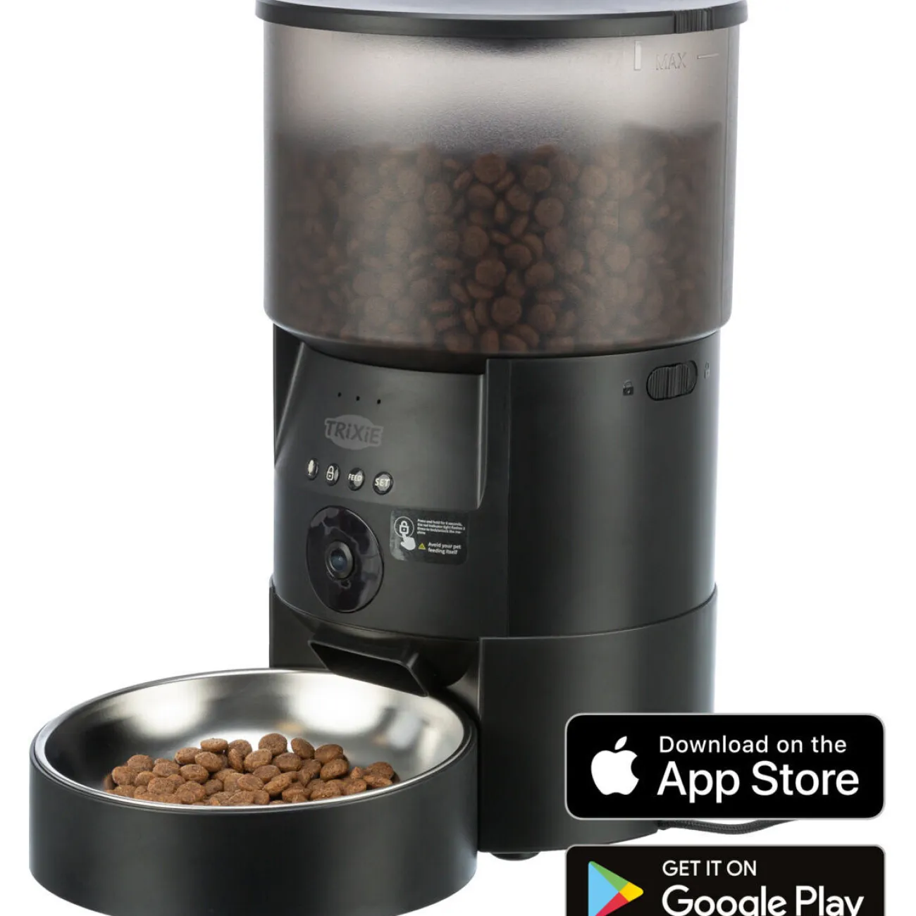 TRIXIE Trixie Katzensnacks | Trixie Cat Activity- Haustier Futterautomat TX-C Smart 3.0L mit App und Kamera schwarz