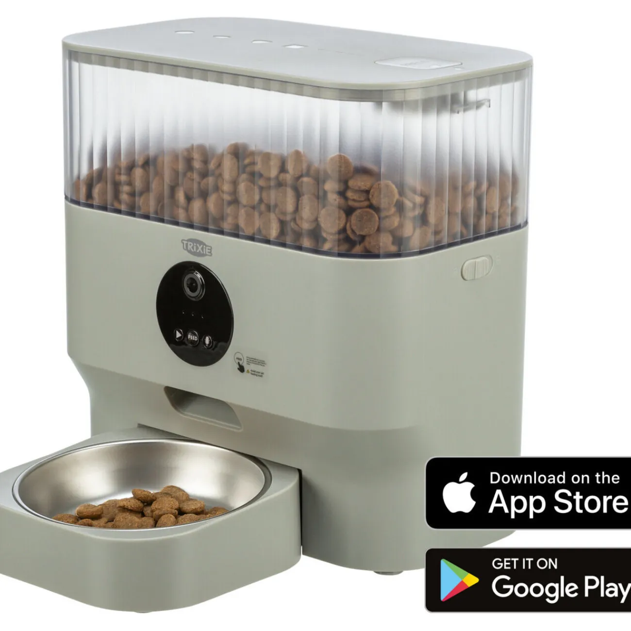 TRIXIE Neu Im Hundeshop | Hundenäpfe & Futterautomaten- Hunde Futterautomat TX-C Smart 5.0L mit App und Kamera hellgrau