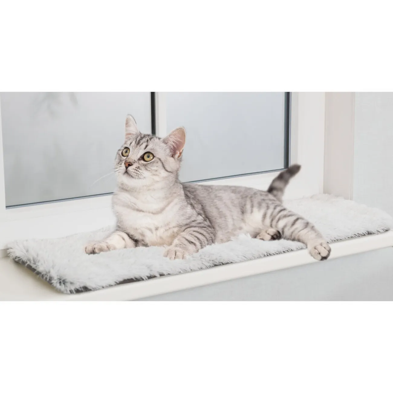 TRIXIE Katzenhäuser | Heizungsliegen- Katzenliegematte Harvey für Fensterbank weiss