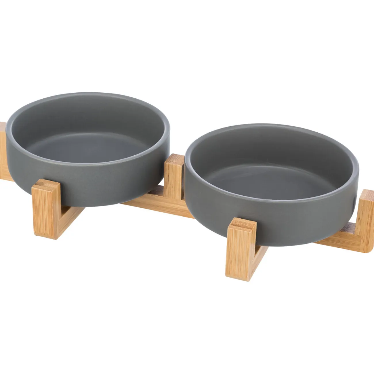 TRIXIE Kleintier Futternäpfe | Kleintier Futternäpfe- Napf-Set mit Ständer grau