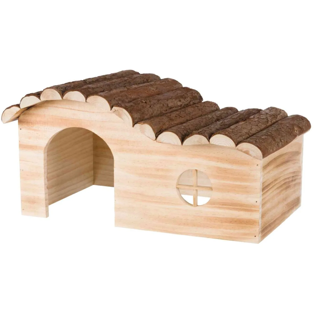 TRIXIE Kleintierhäuser | Kleintier-Häuser- Natural Living Haus Hanna für Kleintiere aus Holz geflammt braun