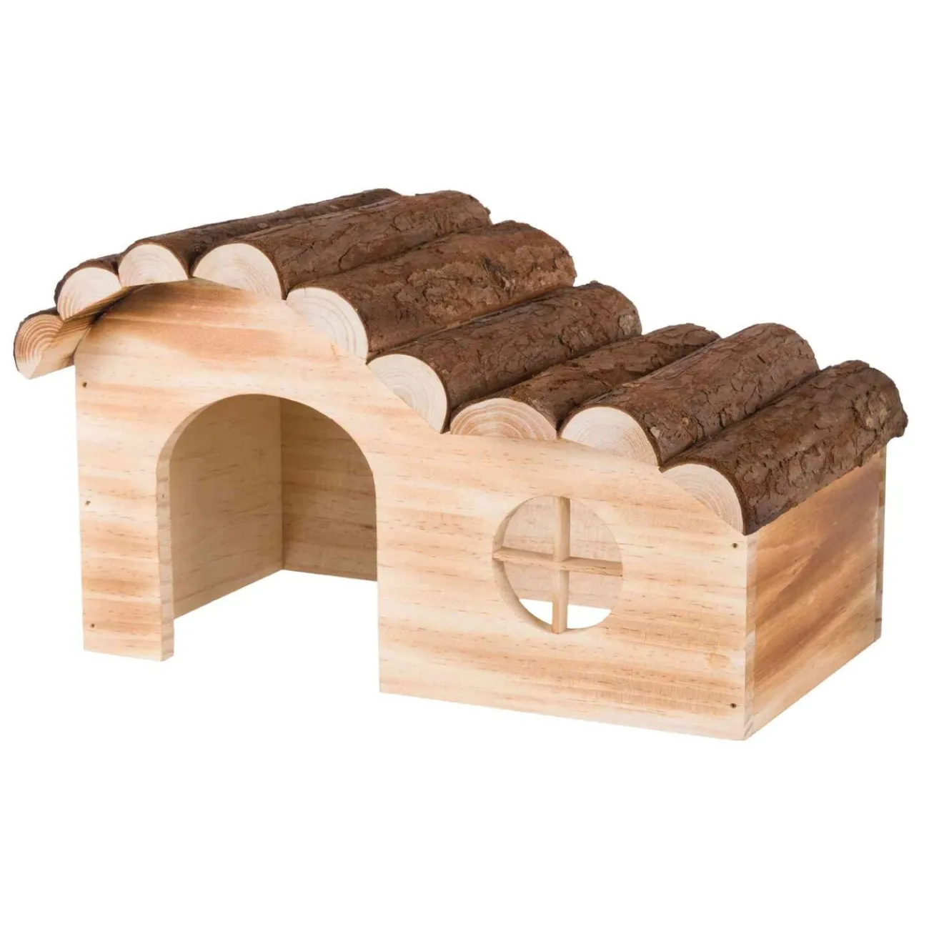 TRIXIE Kleintierhäuser | Kleintier-Häuser- Natural Living Haus Hanna für Kleintiere aus Holz geflammt braun
