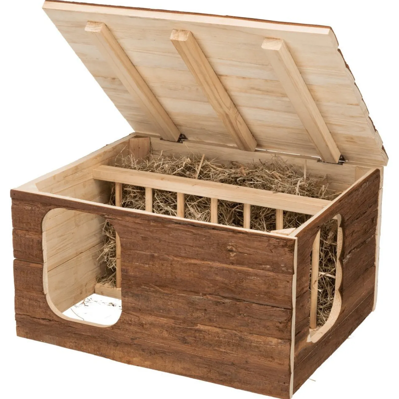 TRIXIE Kleintierhäuser | Kleintier-Häuser- Natural Living Haus Hilke mit integrierter Heuraufe braun