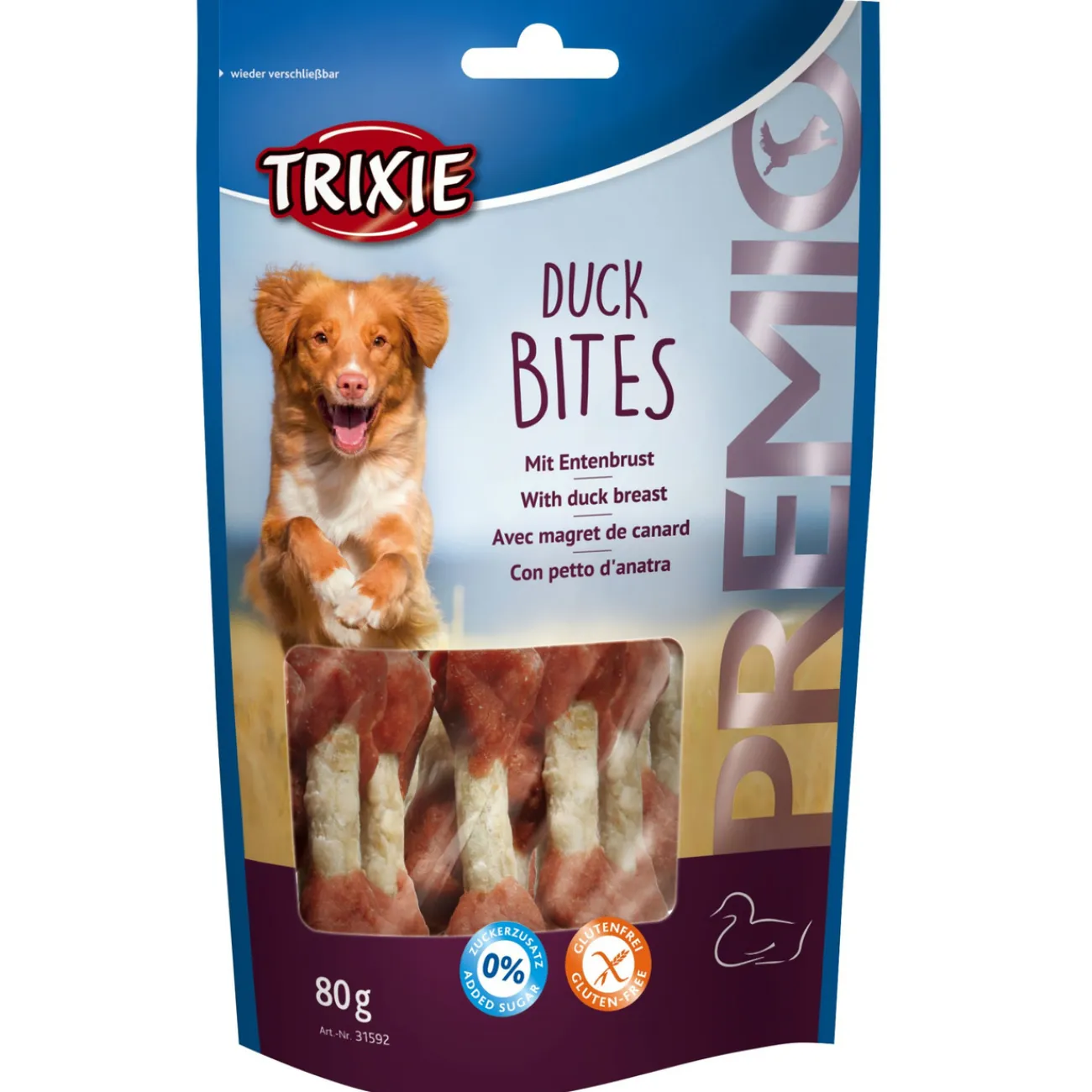 TRIXIE Trainingssnacks Für Hunde | Trainersnacks- Premio Duck Bites Entenbrust