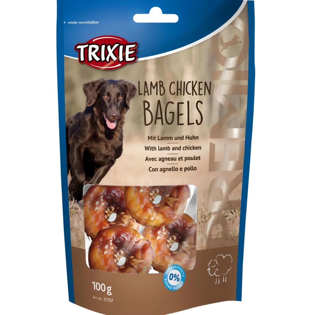 TRIXIE Trainingssnacks Für Hunde | Trainersnacks- PREMIO Lamb Chicken Bagels