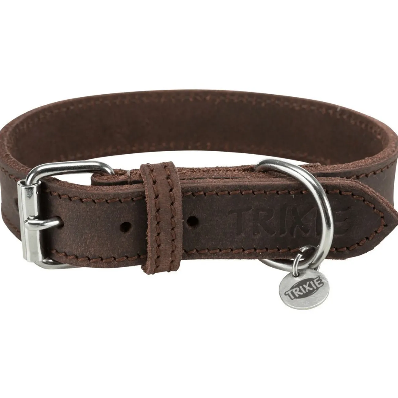 TRIXIE Hundezubehör | Mehr Hundeartikel- Rustic Fettleder Hundehalsband dunkelbraun