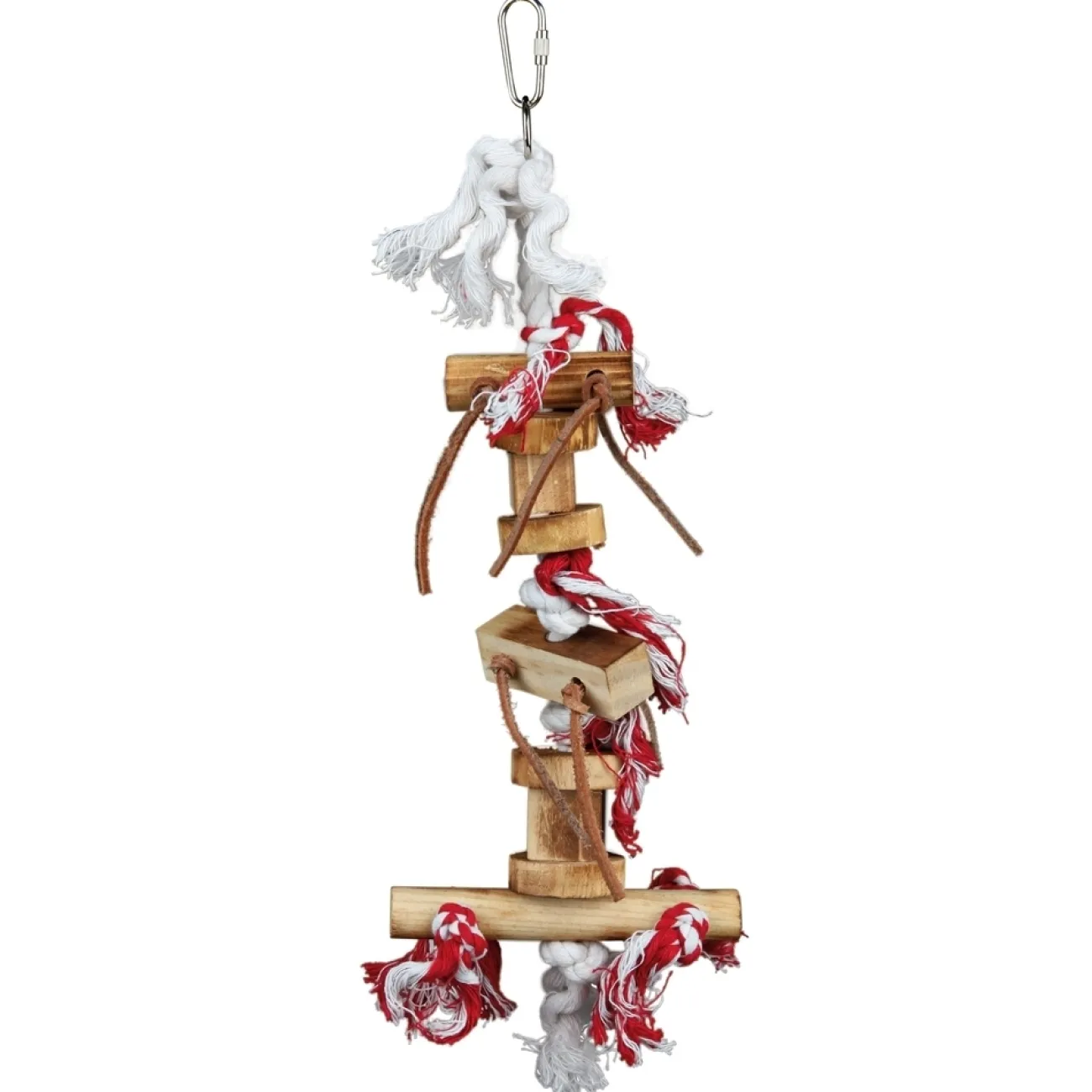 TRIXIE Vogel Spielzeug | Vogel Spielzeug- Vogelspielzeug aus Holz mit Lederbändchen