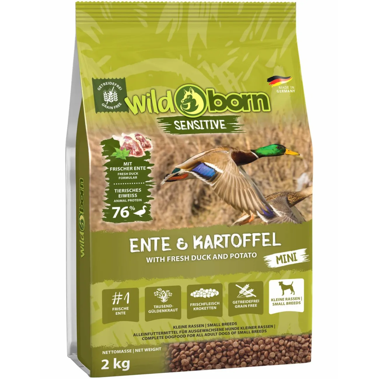 Wildborn Hundefutter- Sensitive Mini Ente und Kartoffel